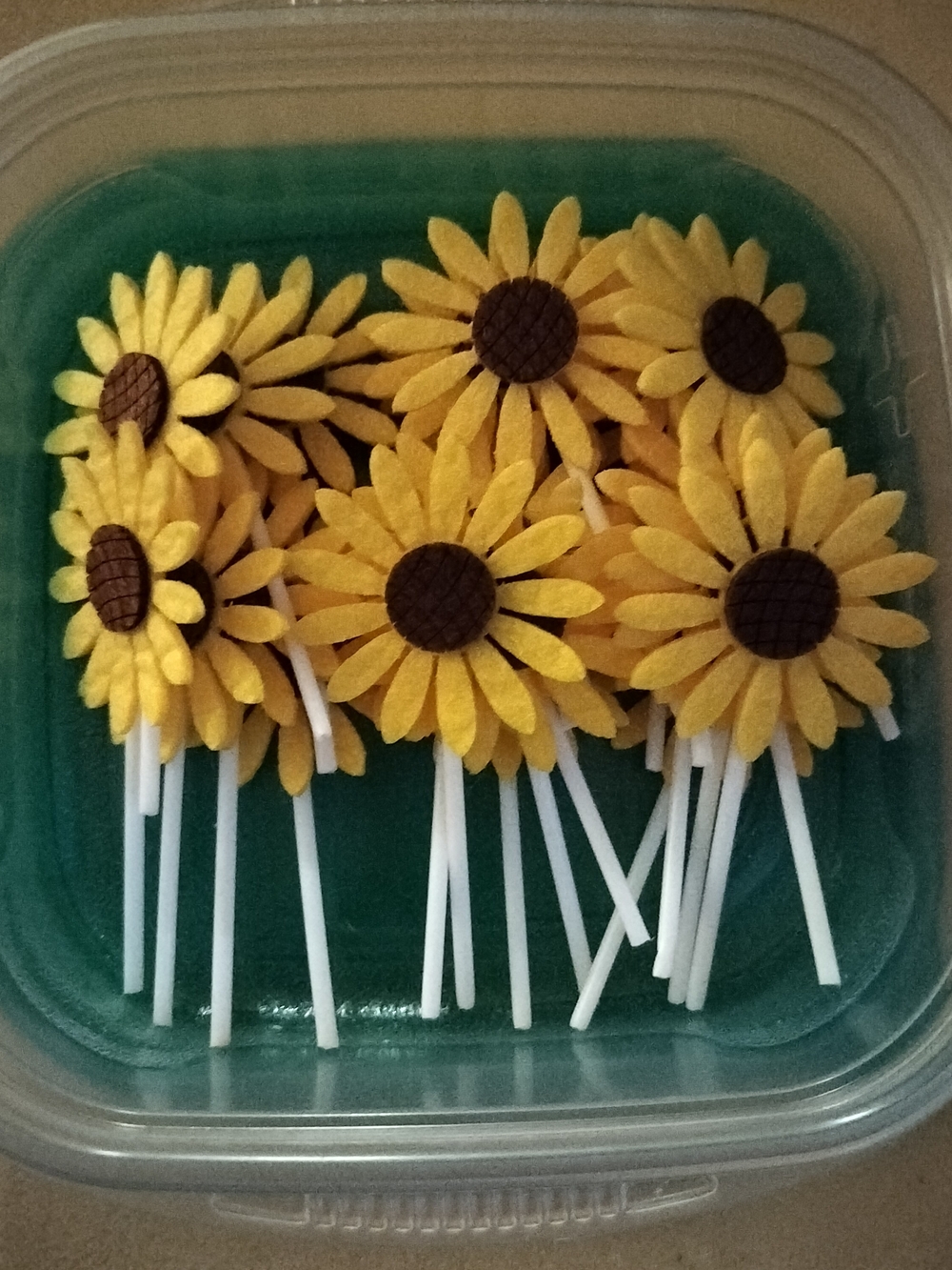 Sunflower Cupcakes/Cake Toppers - Yellow Sunflower Picks 3.5 In Tall
